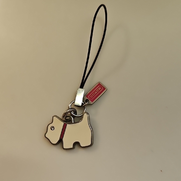 Coach Vintage Cream and Red Westie Bag or Phone Attachment - Picture 1 of 2